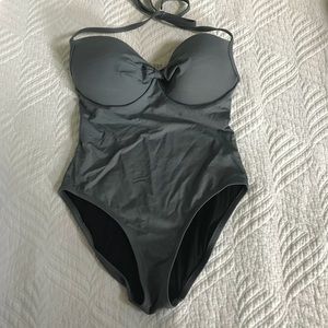 NWOT Jcrew DD size 2 charcoal gray one piece